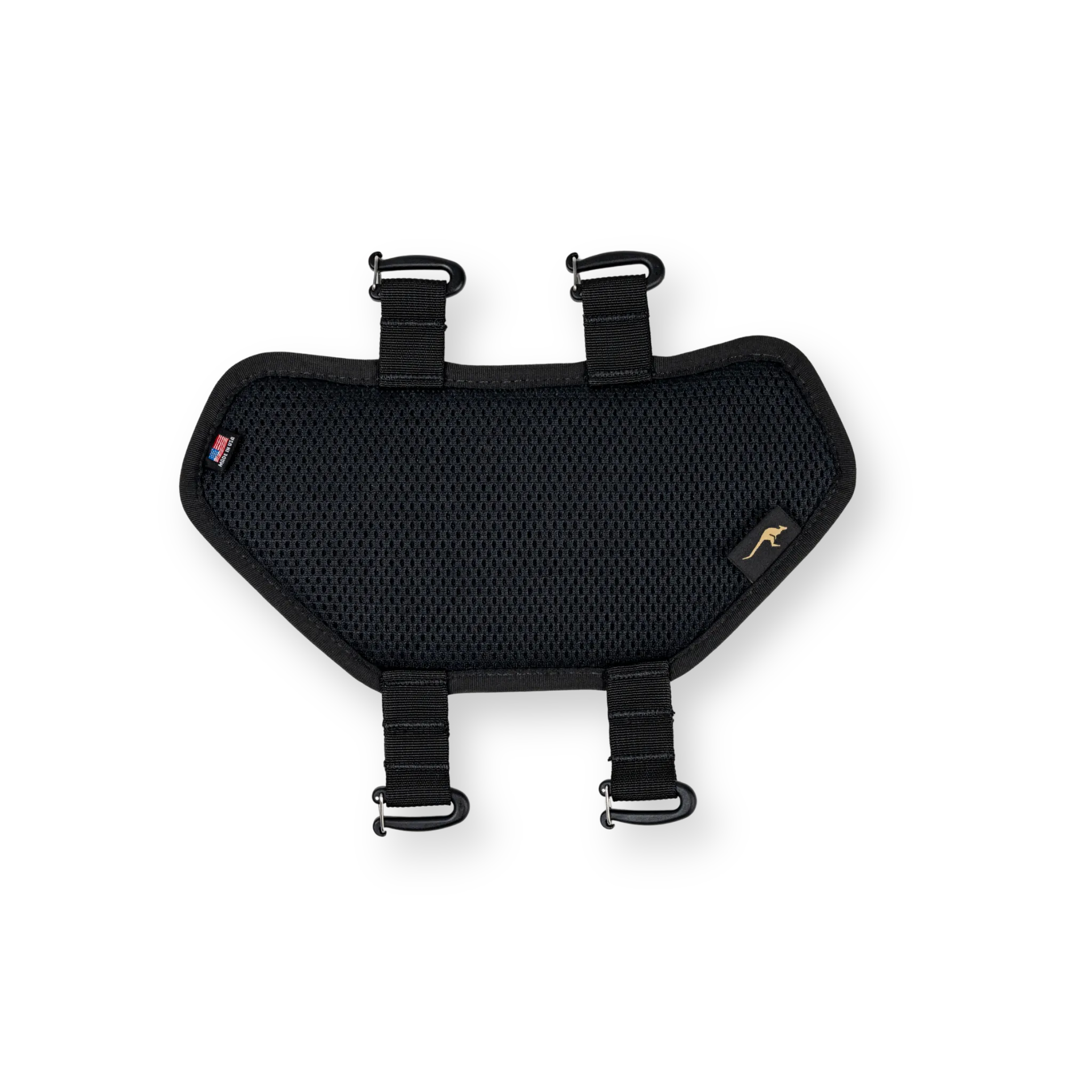 Official black double-wing Marsupial Gear Rear Gear Panel showing its padded face and four attachment clips.